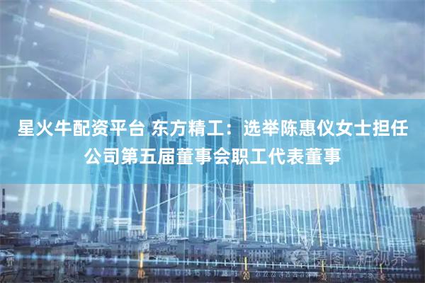 星火牛配资平台 东方精工：选举陈惠仪女士担任公司第五届董事会职工代表董事