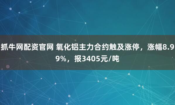 抓牛网配资官网 氧化铝主力合约触及涨停，涨幅8.99%，报3405元/吨